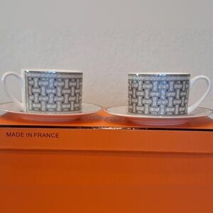 Hermes White and Gray Porcelain Plate